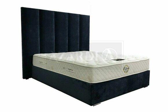 Modern style massive fabric/leather/textile upholstered double bed for marriage couple made of real wooden frame