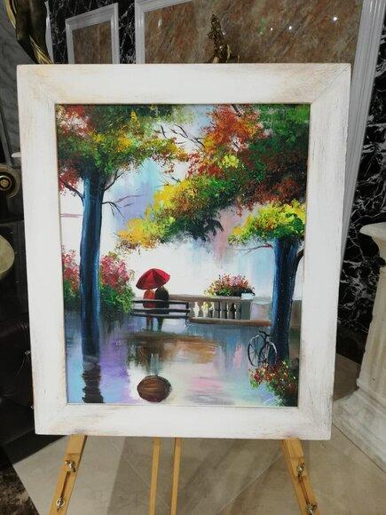 Oil Painting Park Paintings Picture Hand Painted Oil Frame Art Available Immediately