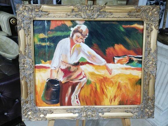 Oil Painting Picture Canvas Real Handmade Frame 62x52cm Immediately available Sofort