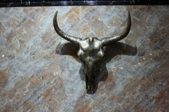 Buffalo Skull Buffalo Head Wall Decoration Antlers Horns Skeleton Indian Gold New On Stock