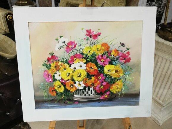 Flowers Plants Pictures Paintings Oil Painting With Frame Immediately available 62x52 Sofort