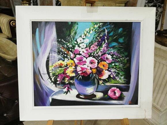 Painting Flowers Handmade Oil painting Picture Oil paintings Frame Pictures Immediately available