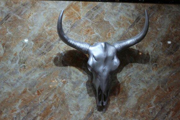Bull Head Skull Horns Silver Metal Cow Skull Cow Bull Head Bull On Stock