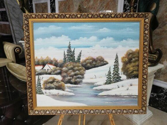 Oil Painting Picture Frame Genuine Handmade Frame Wood 90x75 Available Immediately