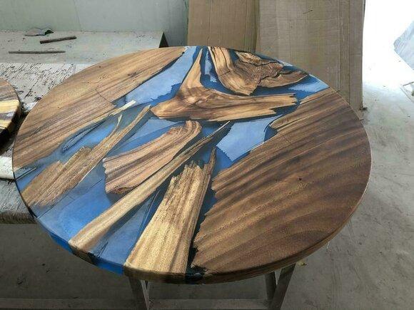Round Tables Dining Table Design Table Modern Sea River Furniture 90 cm Epoxy Resin