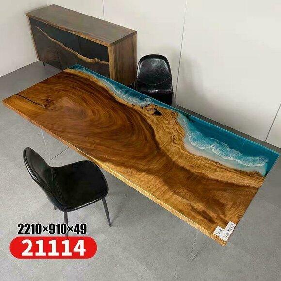 Table Dining Tables Resin Epoxy Massive Design Furniture 221x91 Real Wood Epoxy