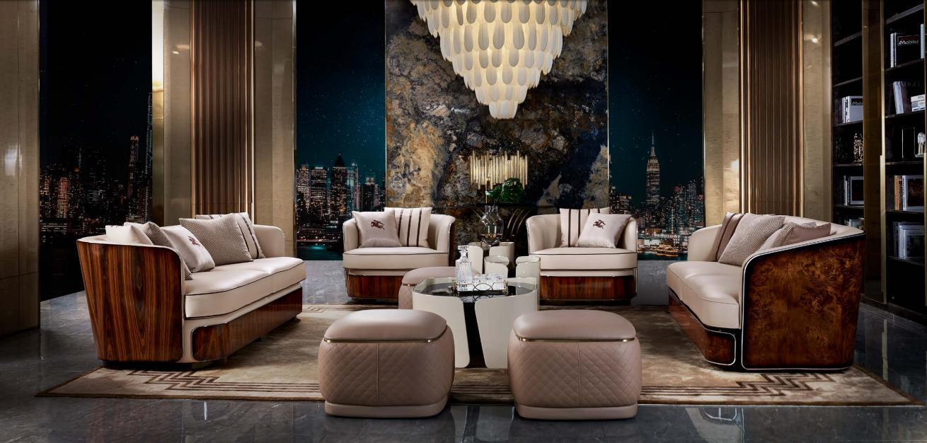 Sofa 3 Seater Beige Living Room Modern Design Couches Luxury Furniture Leather Sofa New