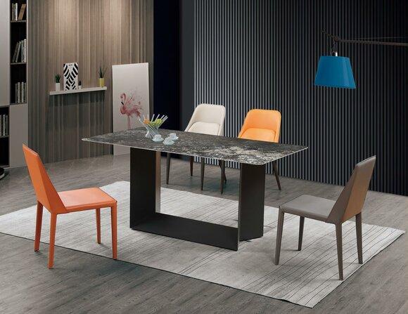 High-quality table, luxury tables, dining room furniture, pillars, marble look, modern.