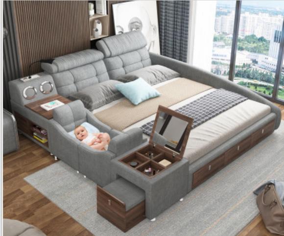 Leather Bed Upholstery Bed Double Multifunction Bedroom Hotel Bed 180x200 Leather