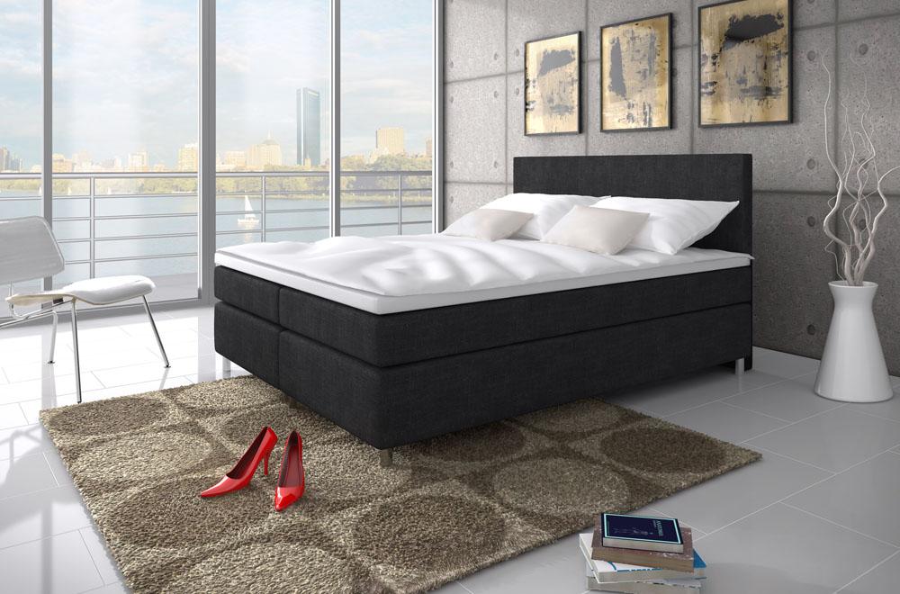 Upholstered Bed Black Bed Frame Boxspring Design Hotel Double Luxury Design New