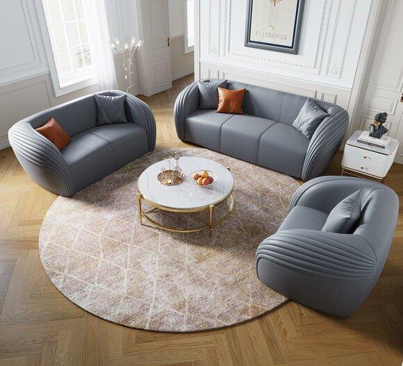 Luxury sofa set 322 seater with furniture couch leather sofa textile group sofas set