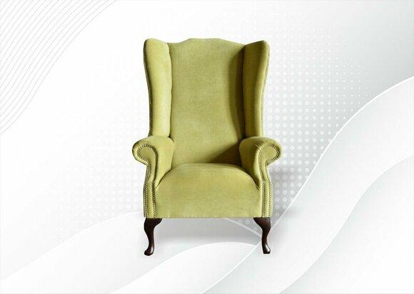 Armchair Yellow Textile Fabric Wing Chair Furniture New Living Room Modern Luxury Design