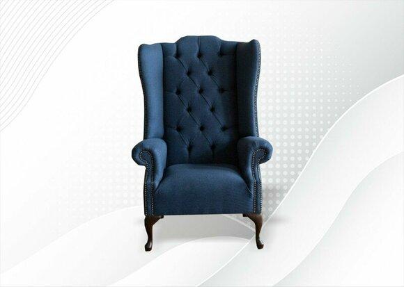 Chesterfield Armchair Textile Fabric Creative Furniture New Living Room Modern Blue Luxury