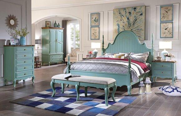 Luxury bedroom bed real wood furniture wood beds country style double new