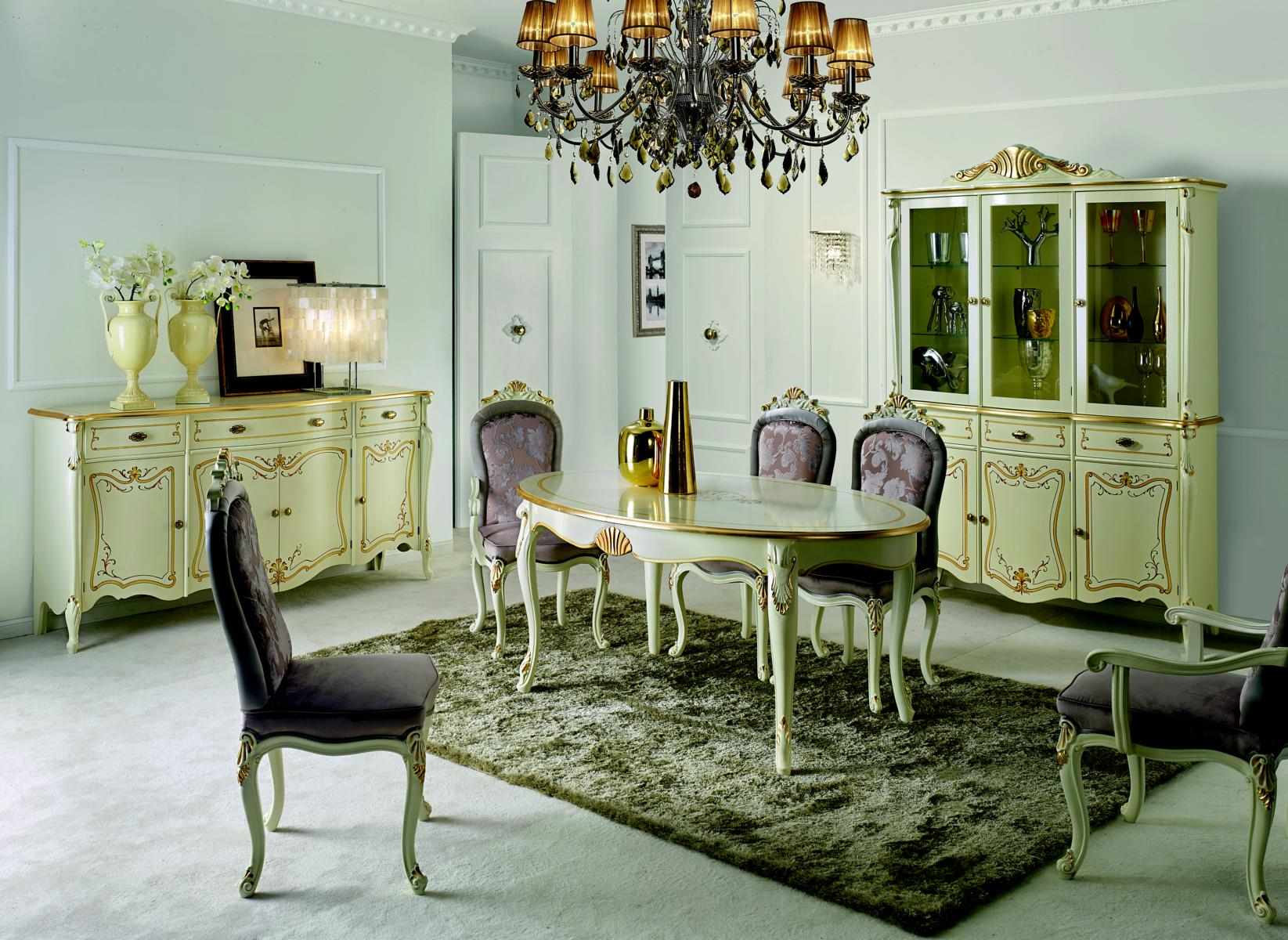 Dining table 5x chairs Showcase chest of drawers Complete dining room set 8 pieces furniture new