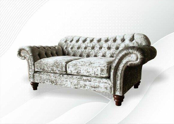 Chesterfield 2 seater silver living room couch sofas design couches sofa fabric
