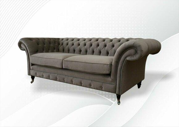 Taupe Chesterfield 3 Seater Taupe Furniture Modern Design Textile Living Room Couches