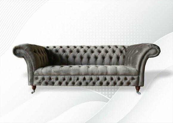 Chesterfield 3 seater textile sofa gray modern design couches sofas xxl big furniture