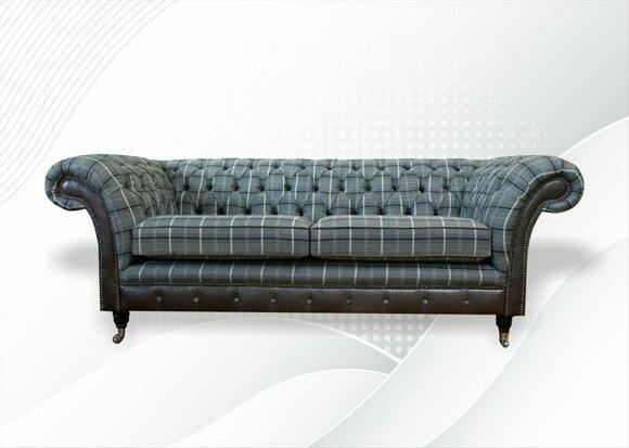 Chesterfield 3 seater new fabric gray textile living room luxury sofa three seater new