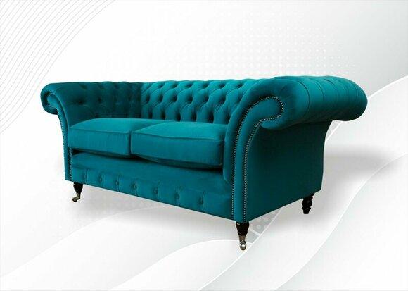 Chesterfield 2 Seater Textile Turquoise Modern Design Couchen Sofa Creative Furniture