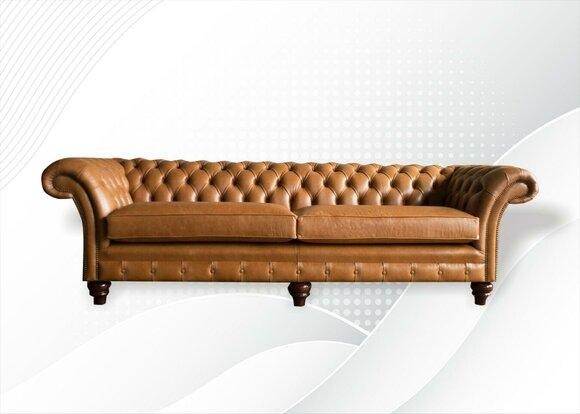 Chesterfield Sofa Brown xxl Big Leather Living Room Furniture 4 seater Brown Luxury New
