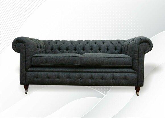Chesterfield gray fabric living room design couches upholstery sofa new textile sofas