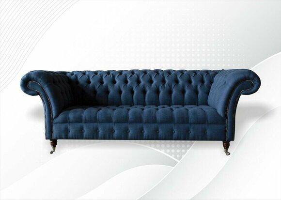 Chesterfield 3 seater fabric blue living room design couches upholstery sofa sofas