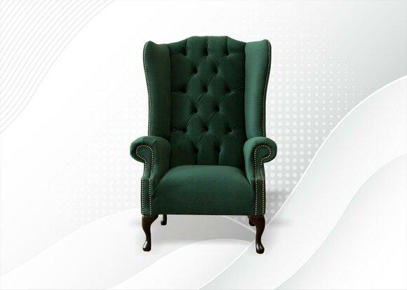 Wingback armchair velvet design upholstery sofa Chesterfield textile furniture jvmoebel ®