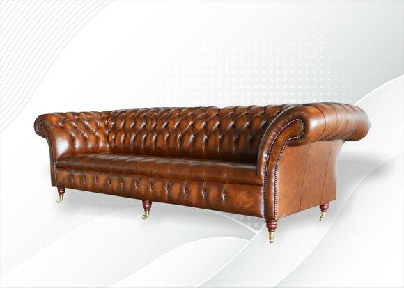 Brown Chesterfield Sofa Couch Upholstery Leather Couches Set 4 Seater Sofas New