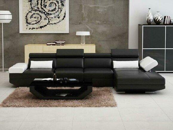 Living area upholstered corner corner sofa three-piece suite landscape leather New AlfredC