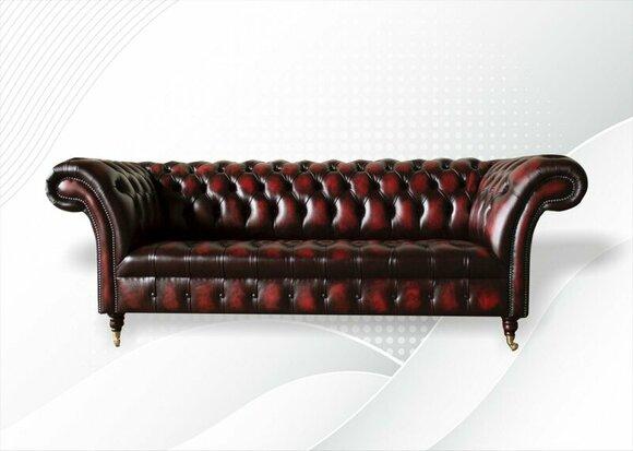 Chesterfield 3 Seater Leather Dark Red Modern Design Couches Sofa Creative Furniture