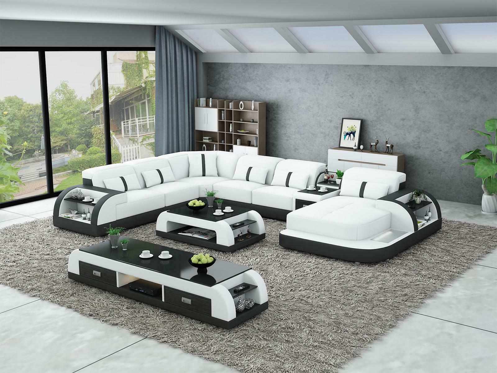 Leather sofa design corner set corner sofa luxury living area led sofa couch upholstery