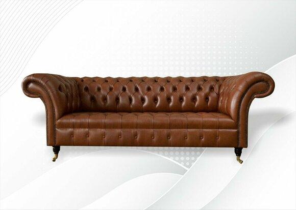 Chesterfield 3 seater leather brown living room modern design couches sofa luxury