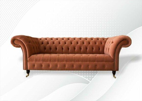 Chesterfield brown three-seater fabric living room design upholstery sofa new textile