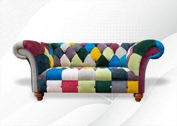 Chesterfield 2 seater sofa textile living room modern design couches couch sofas
