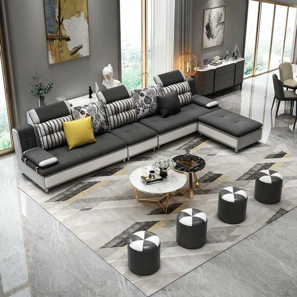 Living landscape corner sofa L-shape modern sofa leather sofa corner sofa upholstery 360x180cm