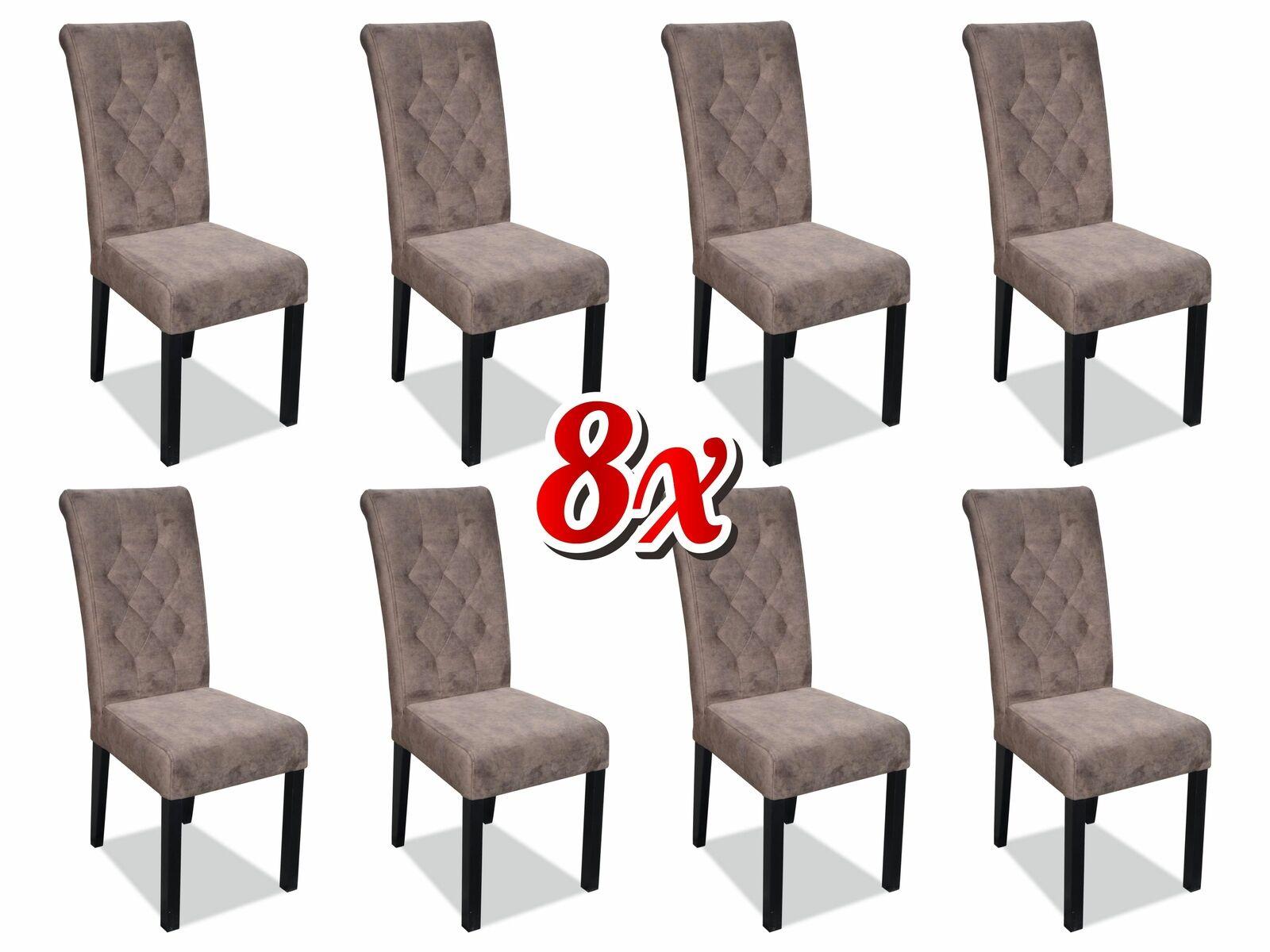 Chesterfield 8x Armchairs Design Upholstery Chairs Classic Lean Textile Wood