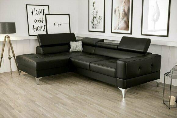 L Shape Furniture Design Black Leather Wood New Modern Luxury Italy Corner Sofa Couches