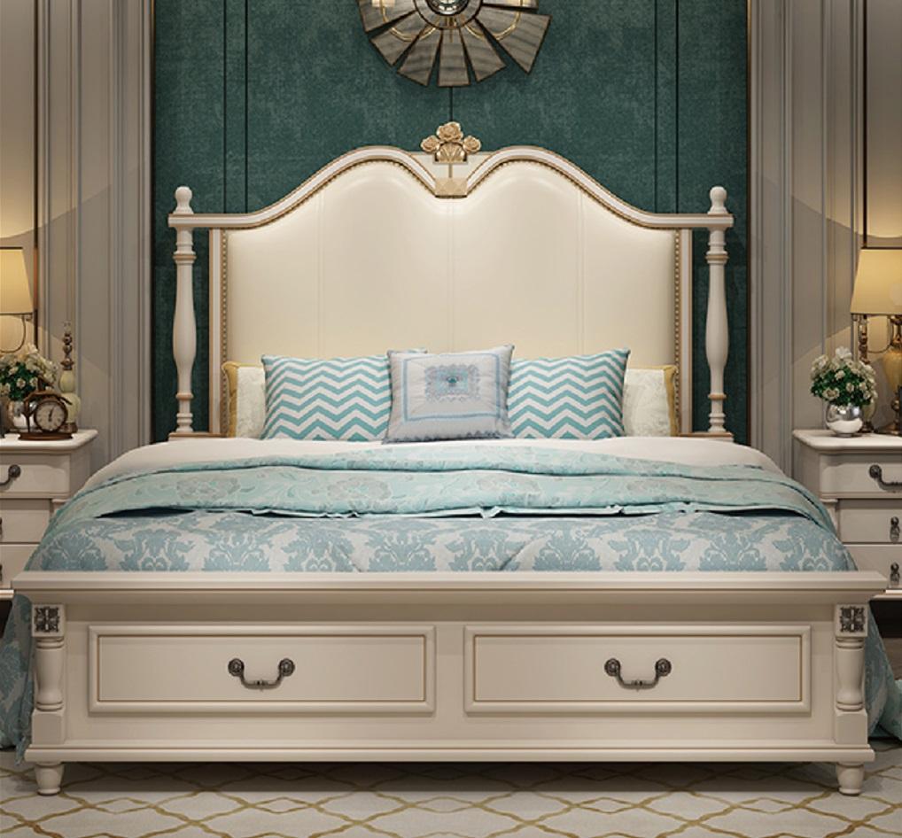 Bed Cushion Design Luxury Double Hotel Beds Royal Baroque Wood Furniture New