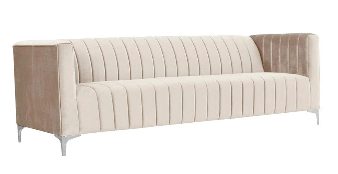 Beige Three Seater Fabric Living Room Design Couches Upholstery Sofas Beige Velvet
