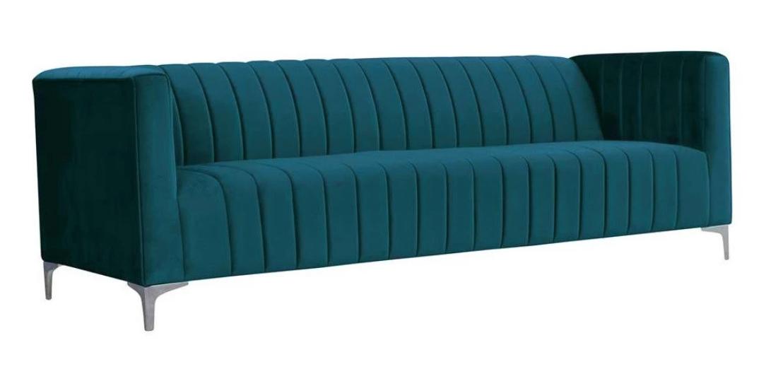 Green Fabric Living Room Design Couches Cushions Sofa Three Seater Couch 220cm