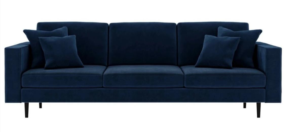 Blue Four Seater Fabric Living Room Design Couches Upholstery Sofa Sofas Velvet Couches