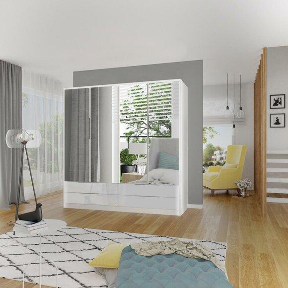 Multipurpose Shelves Cupboard Shelf Mirror Wardrobe Storage Closet