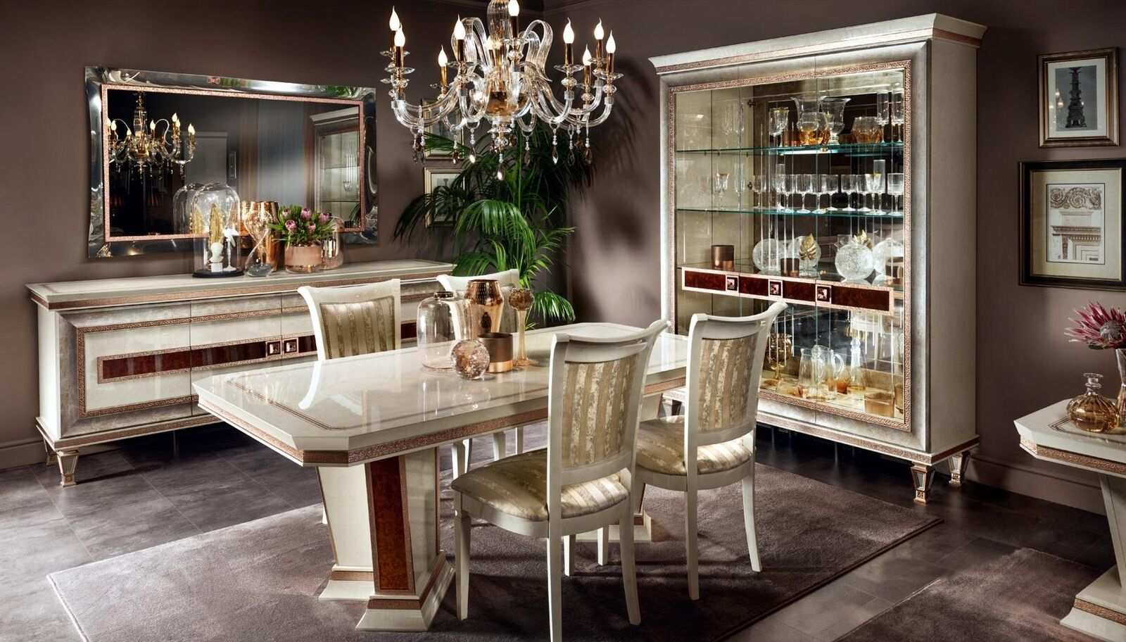 Dining table 4x chairs showcase chest of drawers 8 pieces. Dining room set group table new