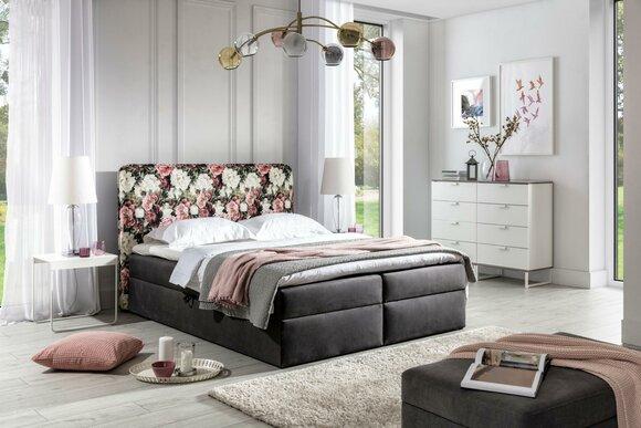 Beds Boxspring Bed Textile Design Double Hotel Modern Bed Bedroom Flowers