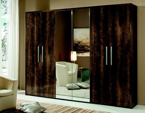 xxl Wardrobe 6 Doors Clothes Closet Designer Furniture Wood Luxury Mirror New
