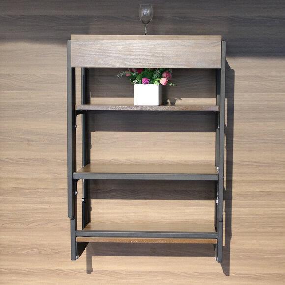 Multifunction space saving furniture dining table shelf 2in1 kitchen tables wood