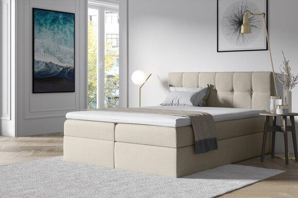 Fabric Box Spring Bed Textile Design Double Hotel Modern Bed Bedroom Beds
