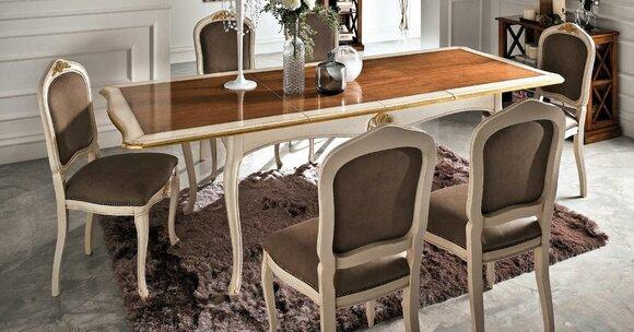 Set Table + 6 Chairs Complete Classic Dining Room Dining Set Furniture Baroque