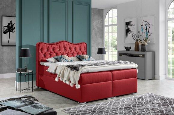 Double Bed Boxspring Bed with Bed Drawer Marriage Bed Beds Upholstered Bed Red New